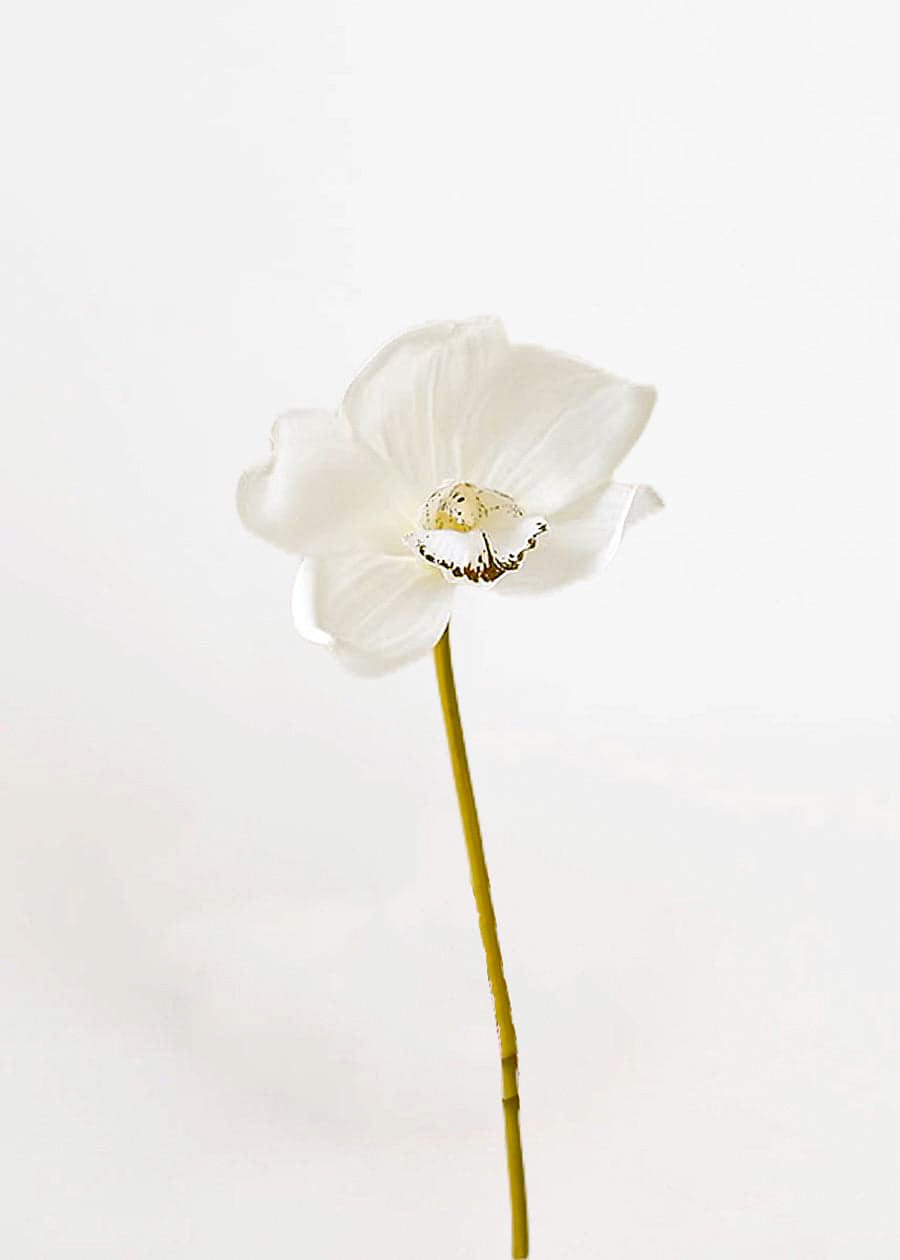 Faux White Orchid Flower Arrangement