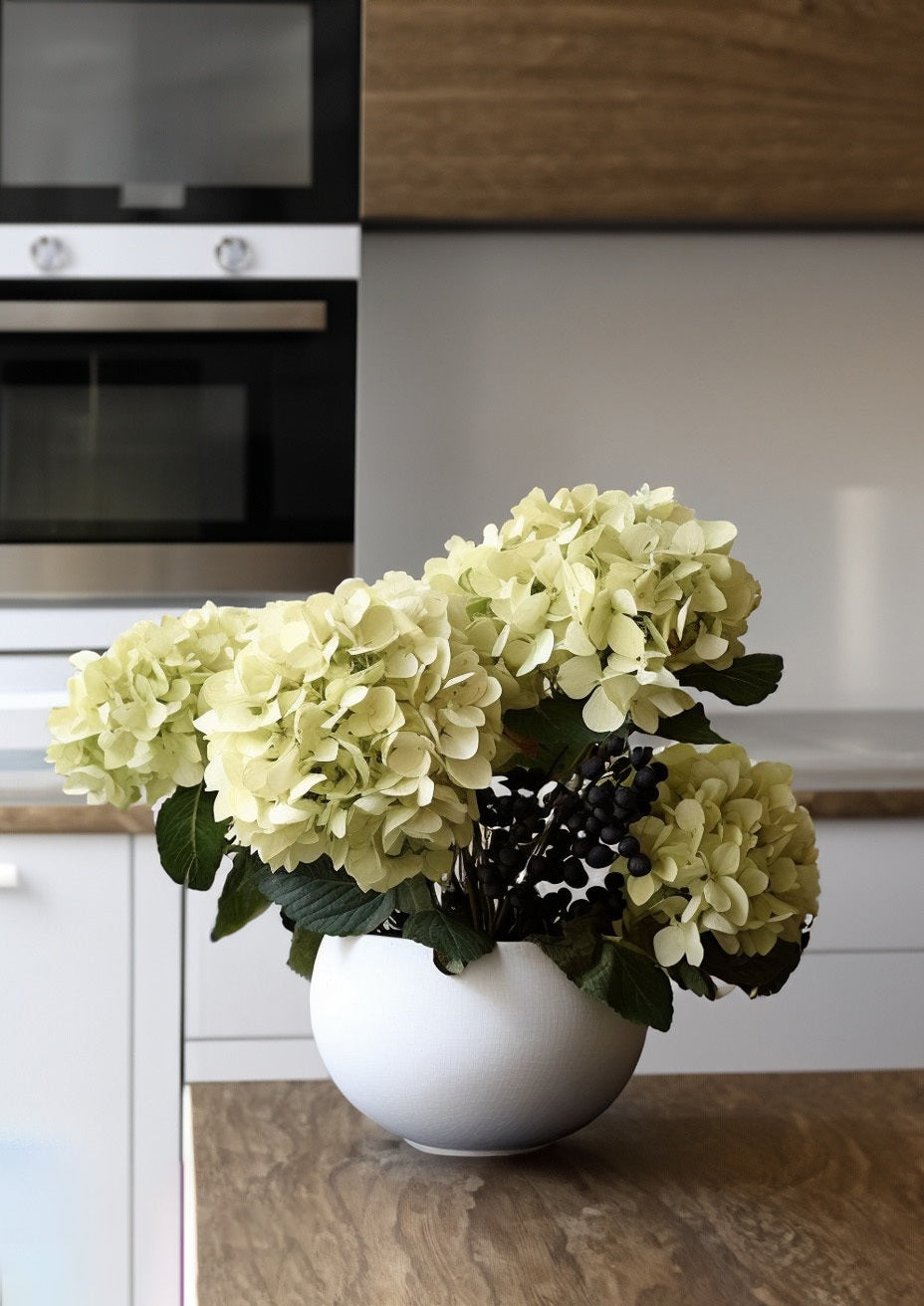 Real Touch Green Hydrangea Arrangement, 4 Blooms - 18"
