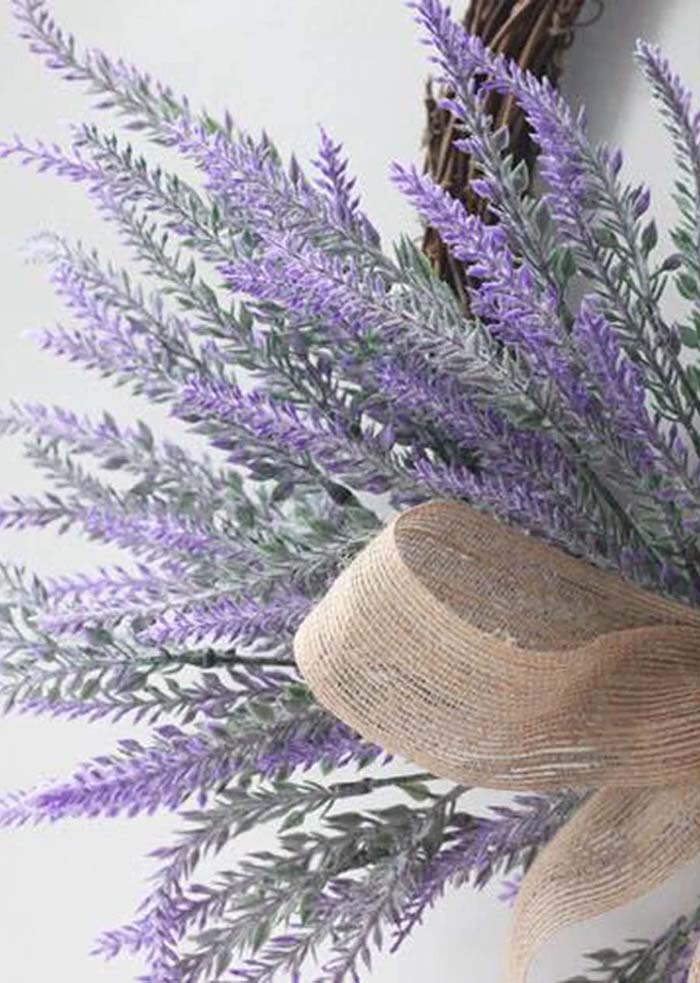 Lavender Wreath with Ribbon, Artificial - 15"