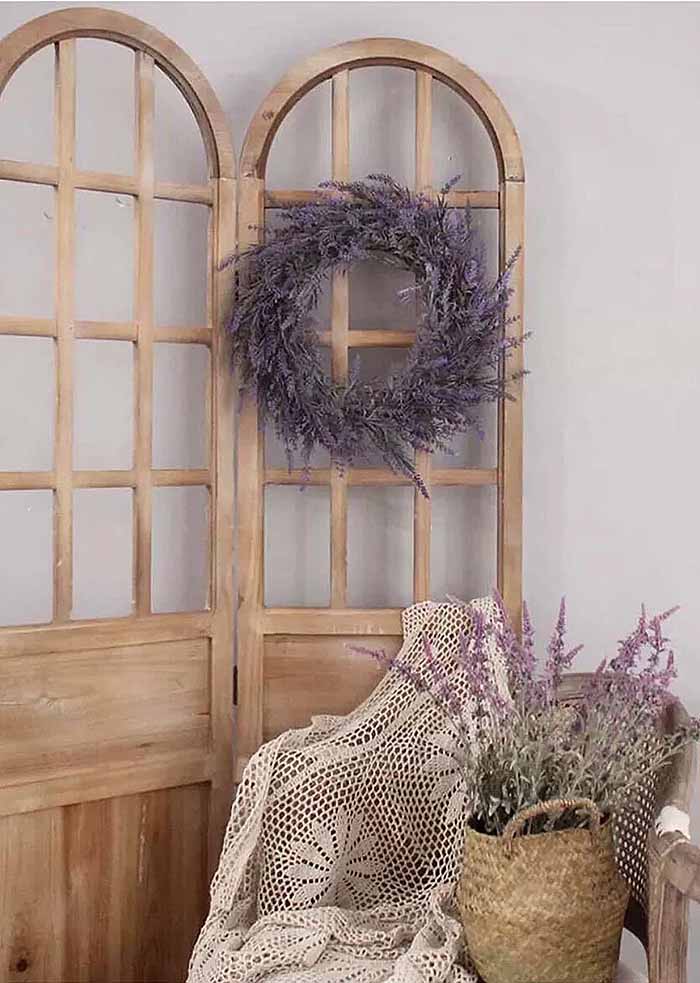 Lavender Artificial Wreath for Front Door - 17"
