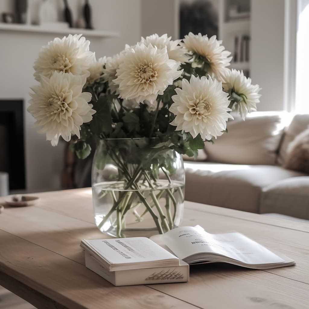 White Dahlia Artificial Flower Stem - 19"