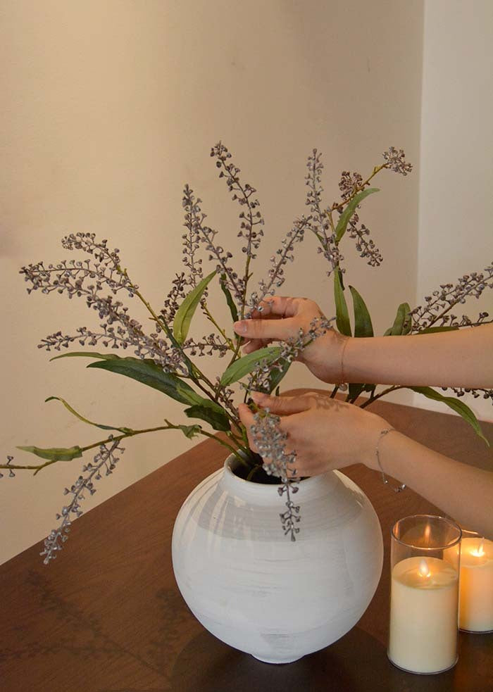 Faux Long branch with Berry Purple Spray