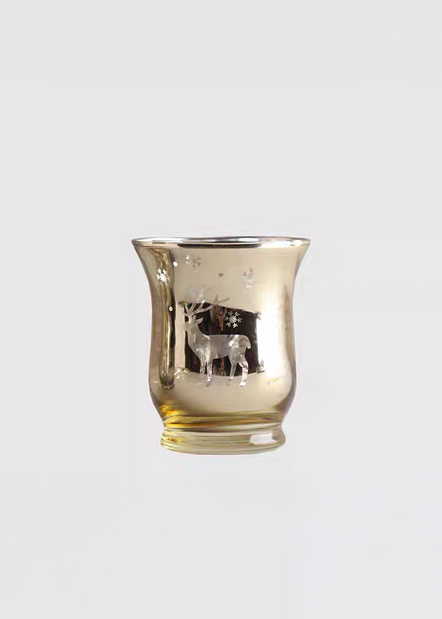 Gold & Silver Glass Candle Holders, Christmas Motif - view 4