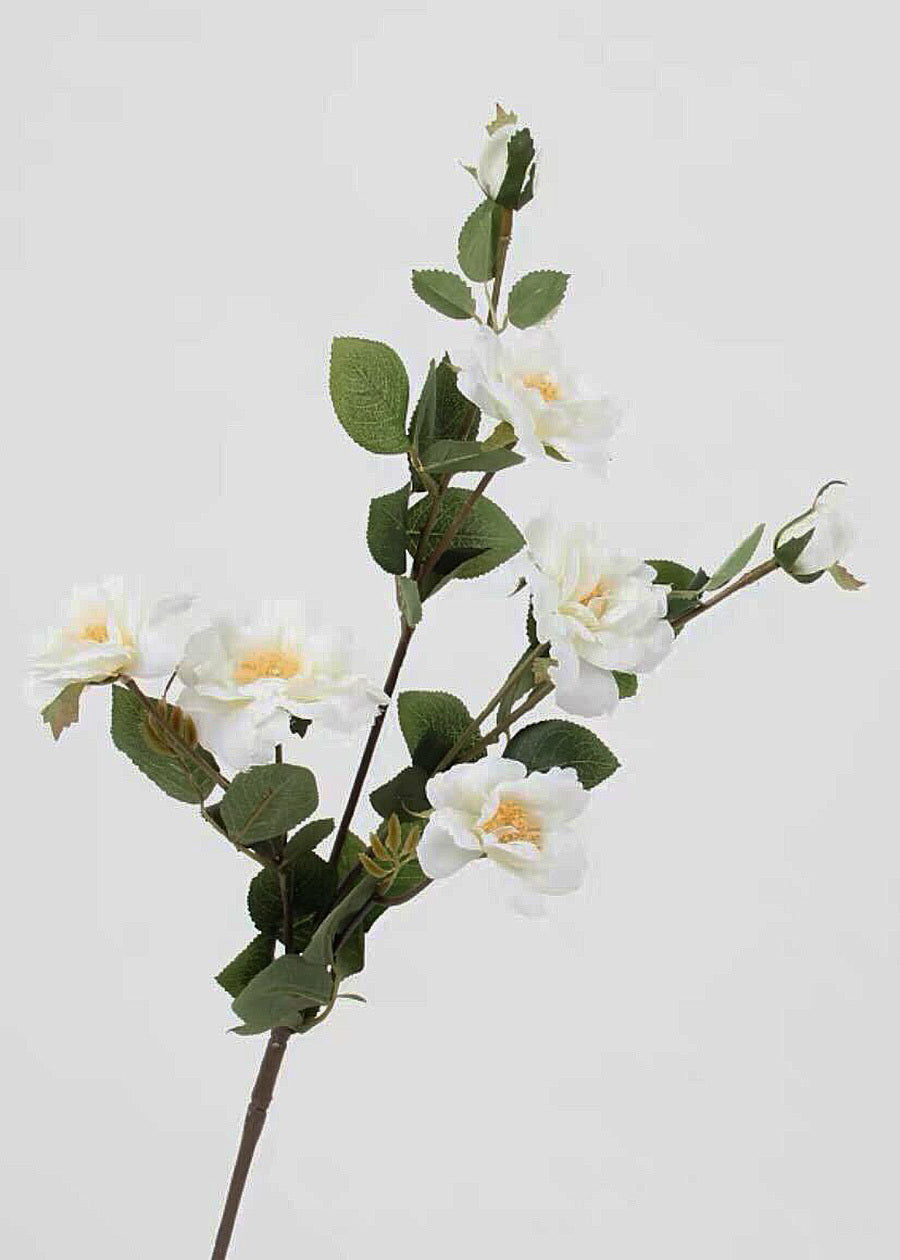 White Camellia Artificial Flower Stem - 29.5"