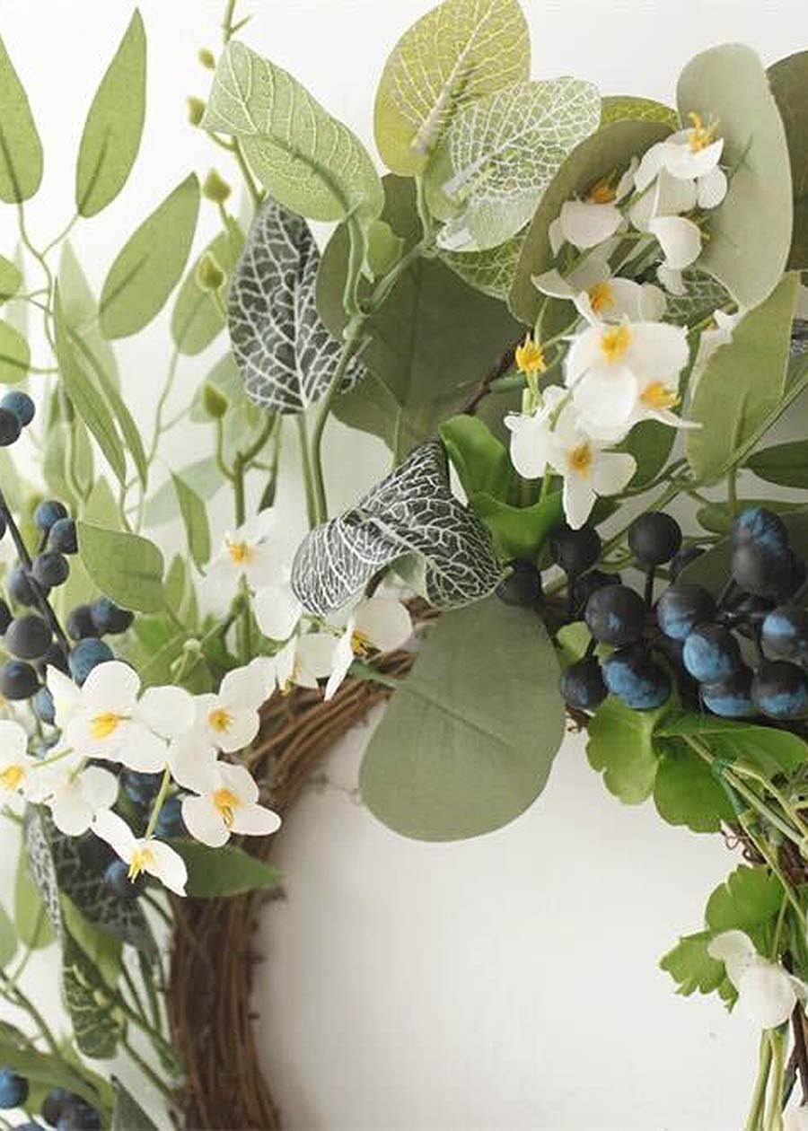 Artificial Greenery Wreath for Front Door - 17.7"