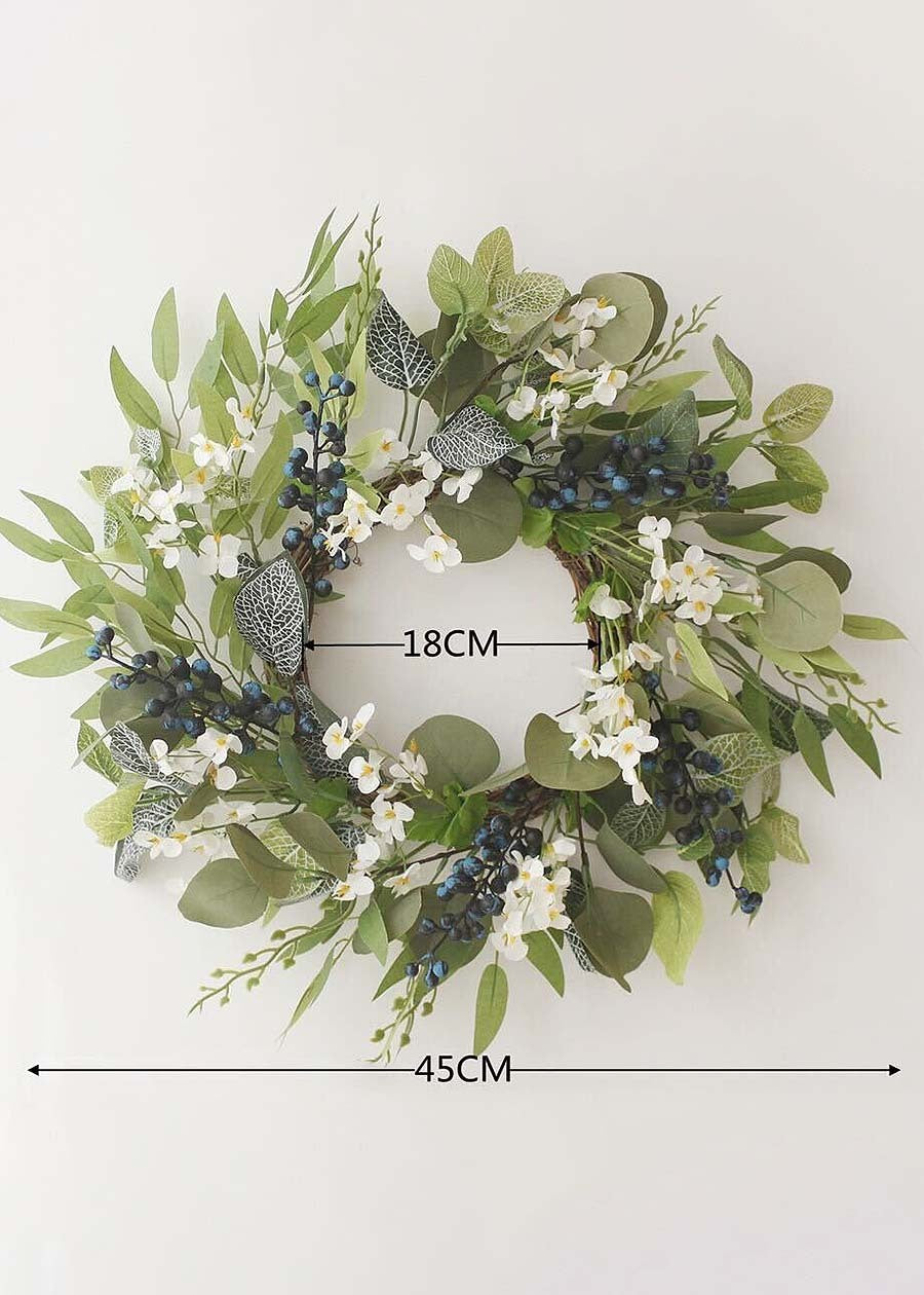 Artificial Greenery Wreath for Front Door - 17.7"