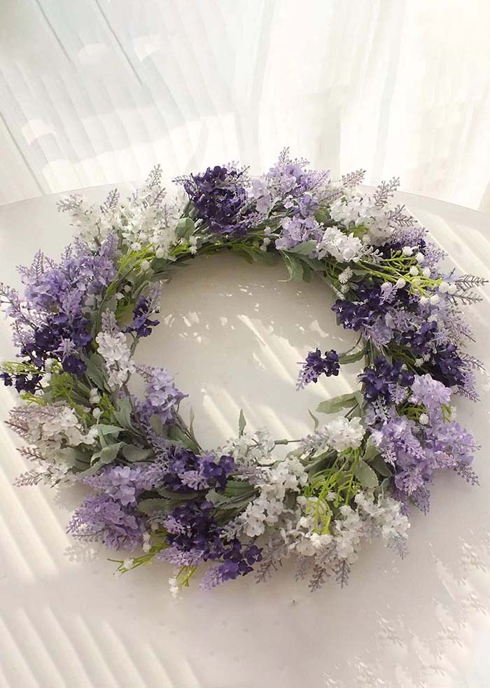 Artificial Flower Wreath for Front Door - 15.8"
