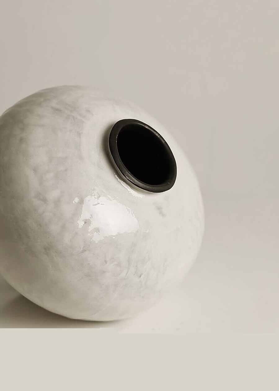 Classic White Ceramic Flower Vase - 7.9"