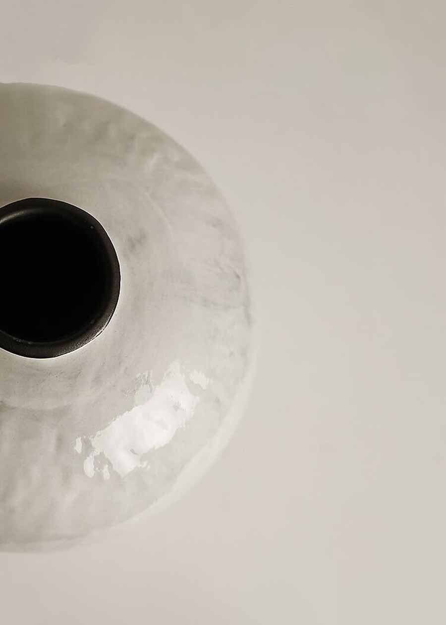 Classic White Ceramic Flower Vase - 7.9"