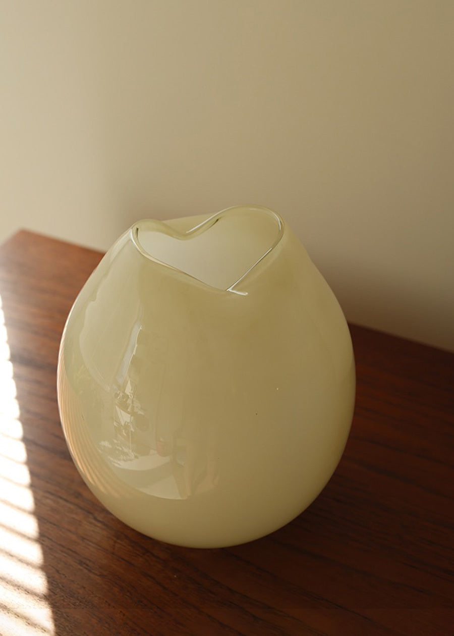 White Glass Flower Vase - 8.66"