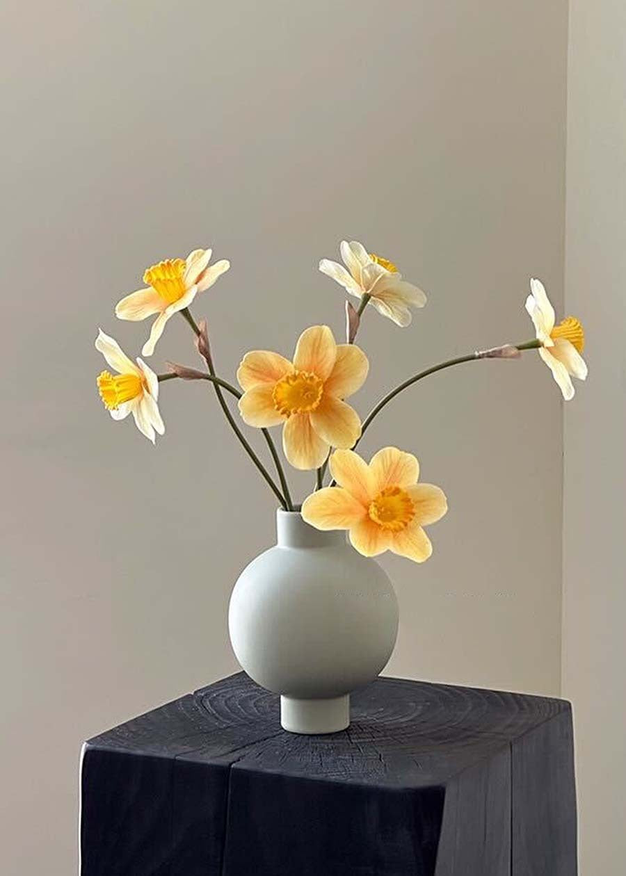 Artificial Frangipani Flower Stems, Set of 6 - 14.1"