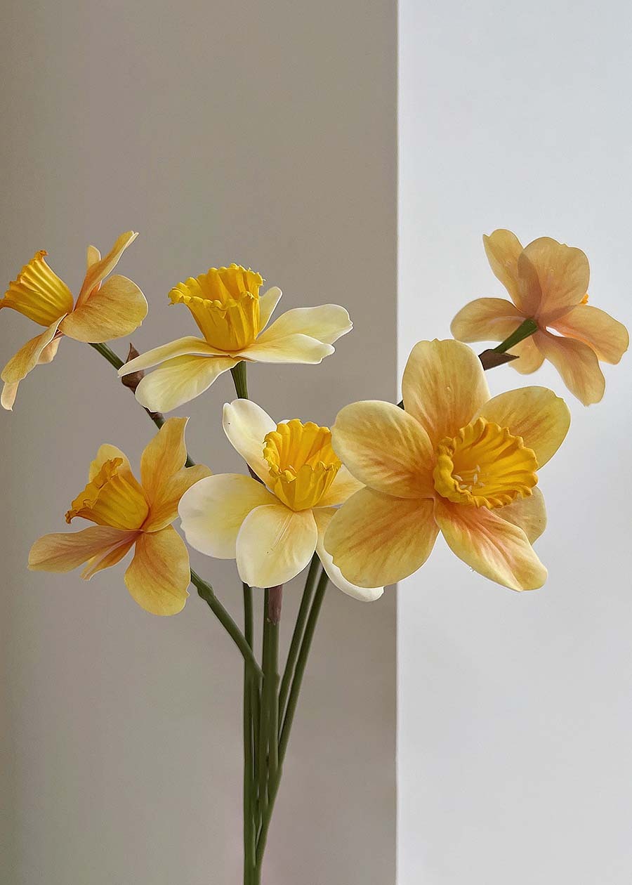 Artificial Frangipani Flower Stems, Set of 6 - 14.1"