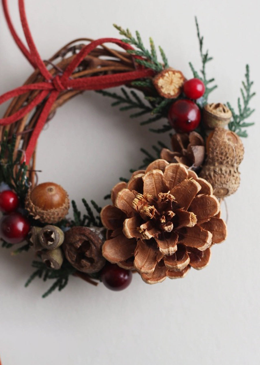 Festive Mini Pine Cone & Cypress Wreath