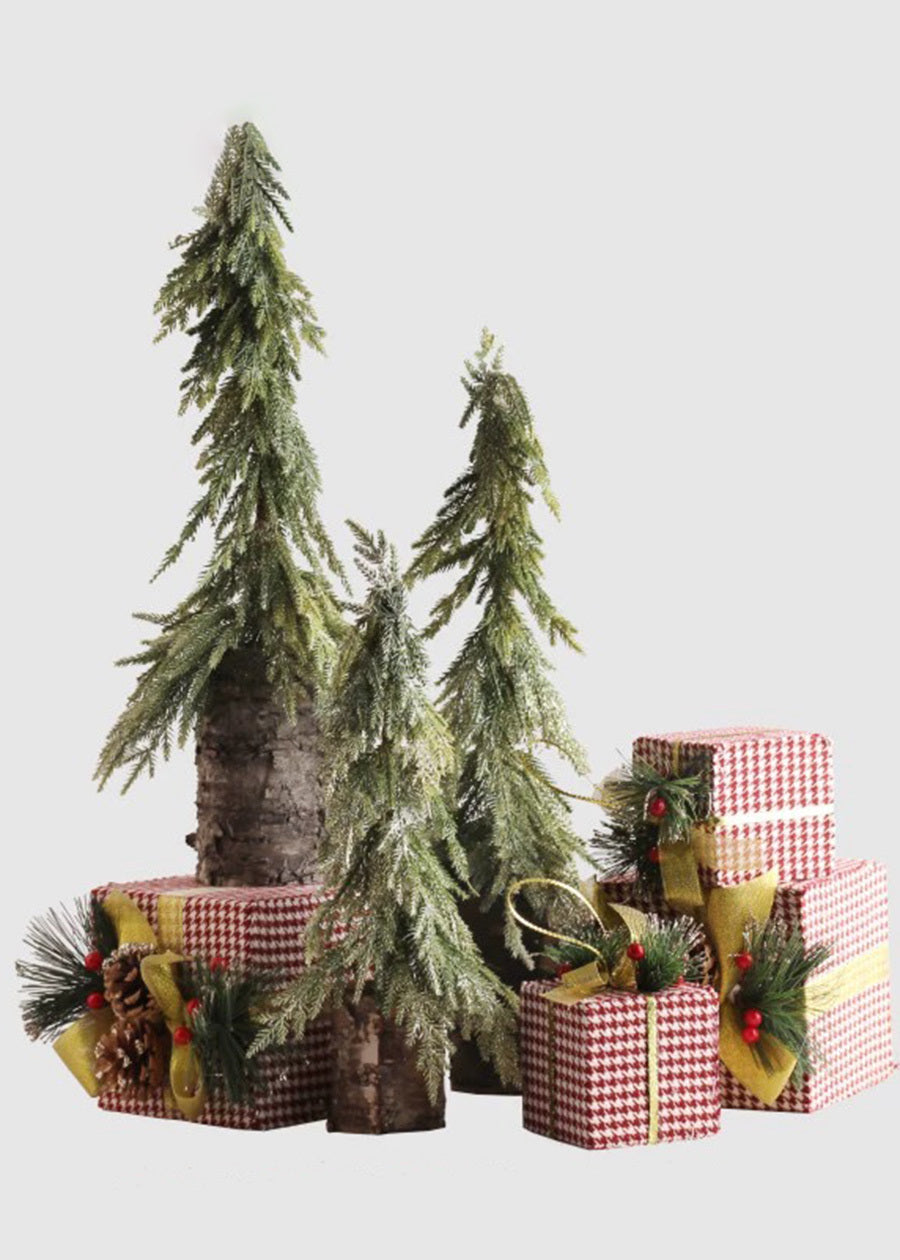 Nordic Mini Christmas Tree Decor, Gold-Spattered