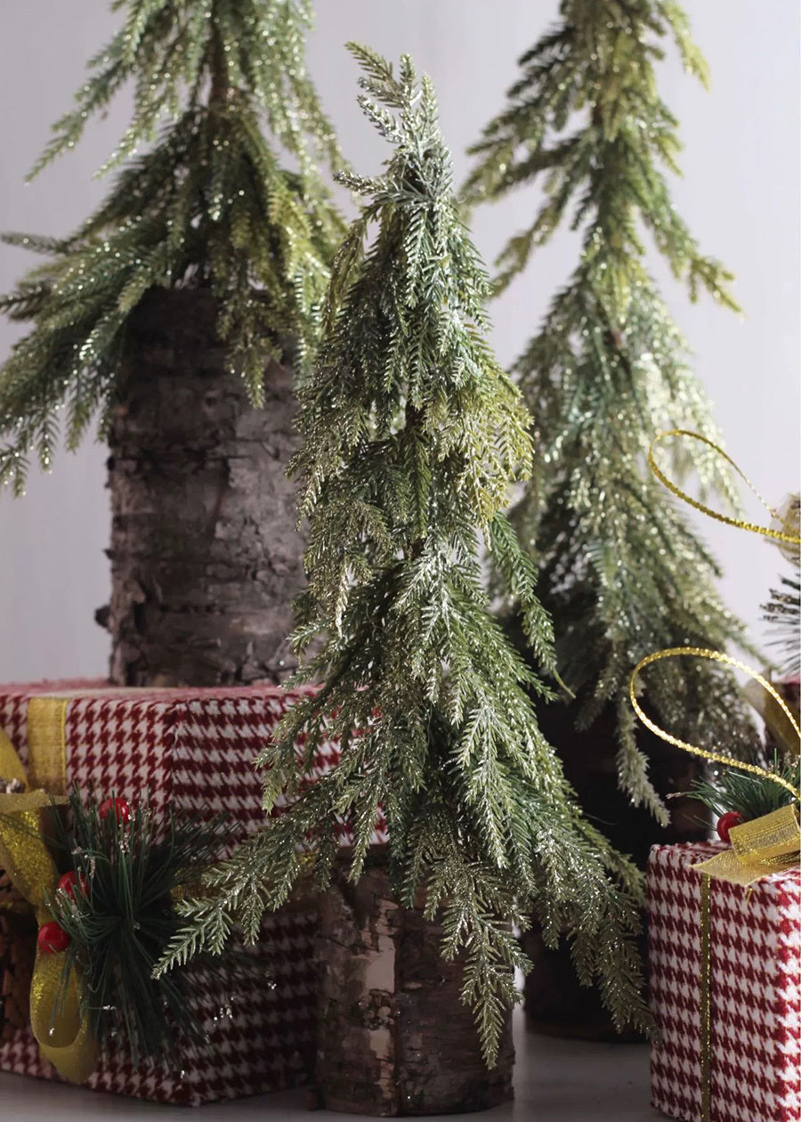 Nordic Mini Christmas Tree Decor, Gold-Spattered