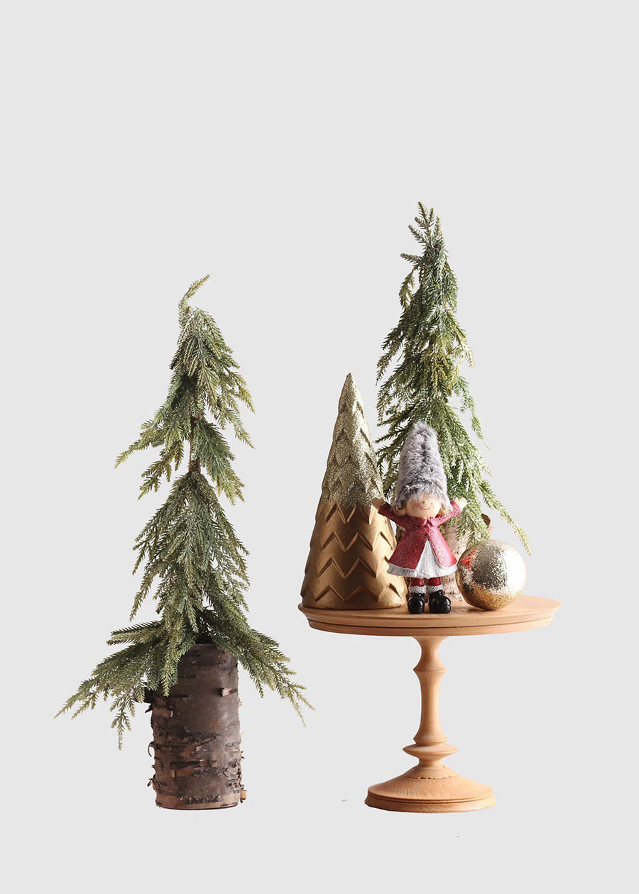 Nordic Mini Christmas Tree Decor, Gold-Spattered