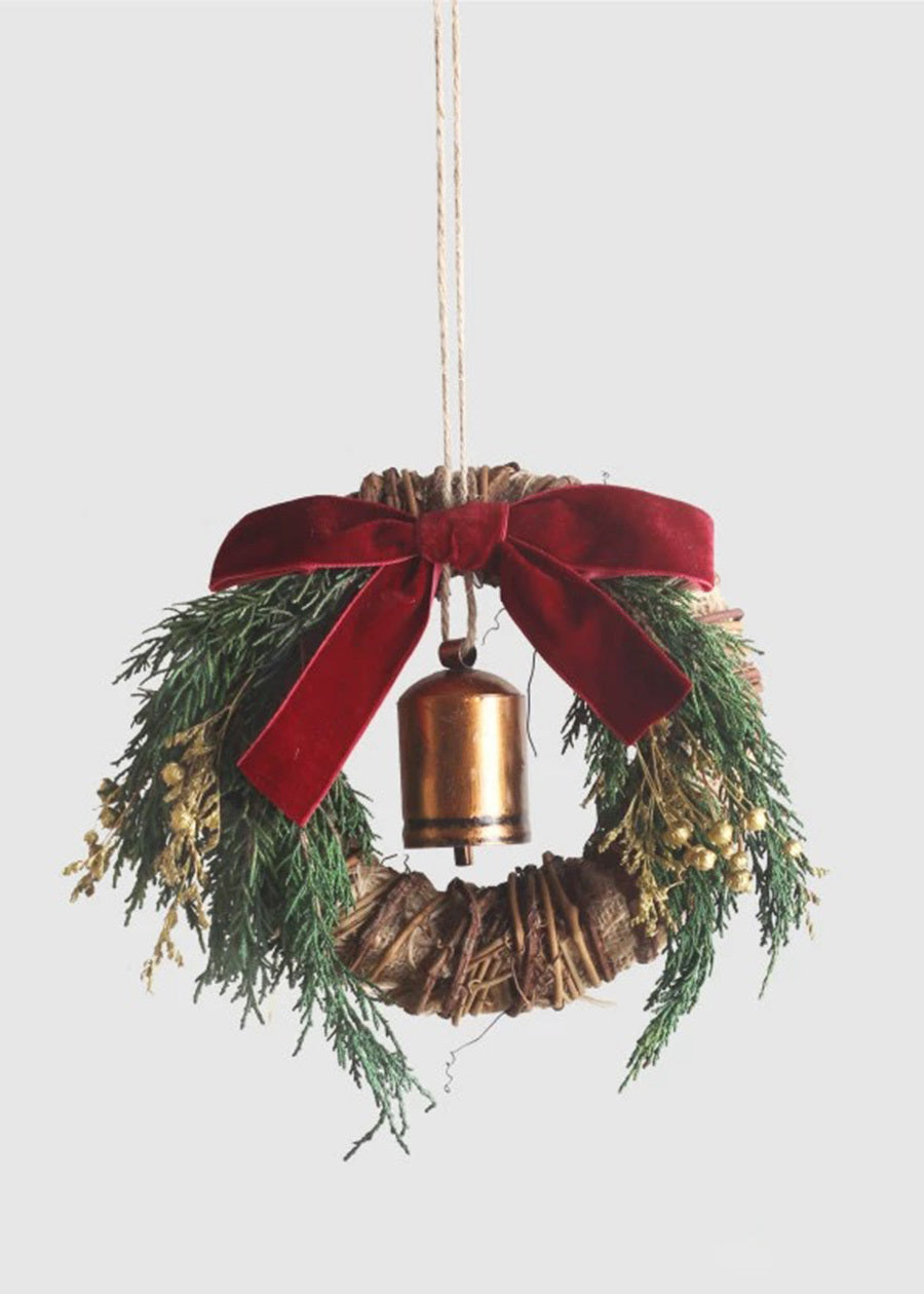 Mini Christmas Wreath with Bells & Cypress