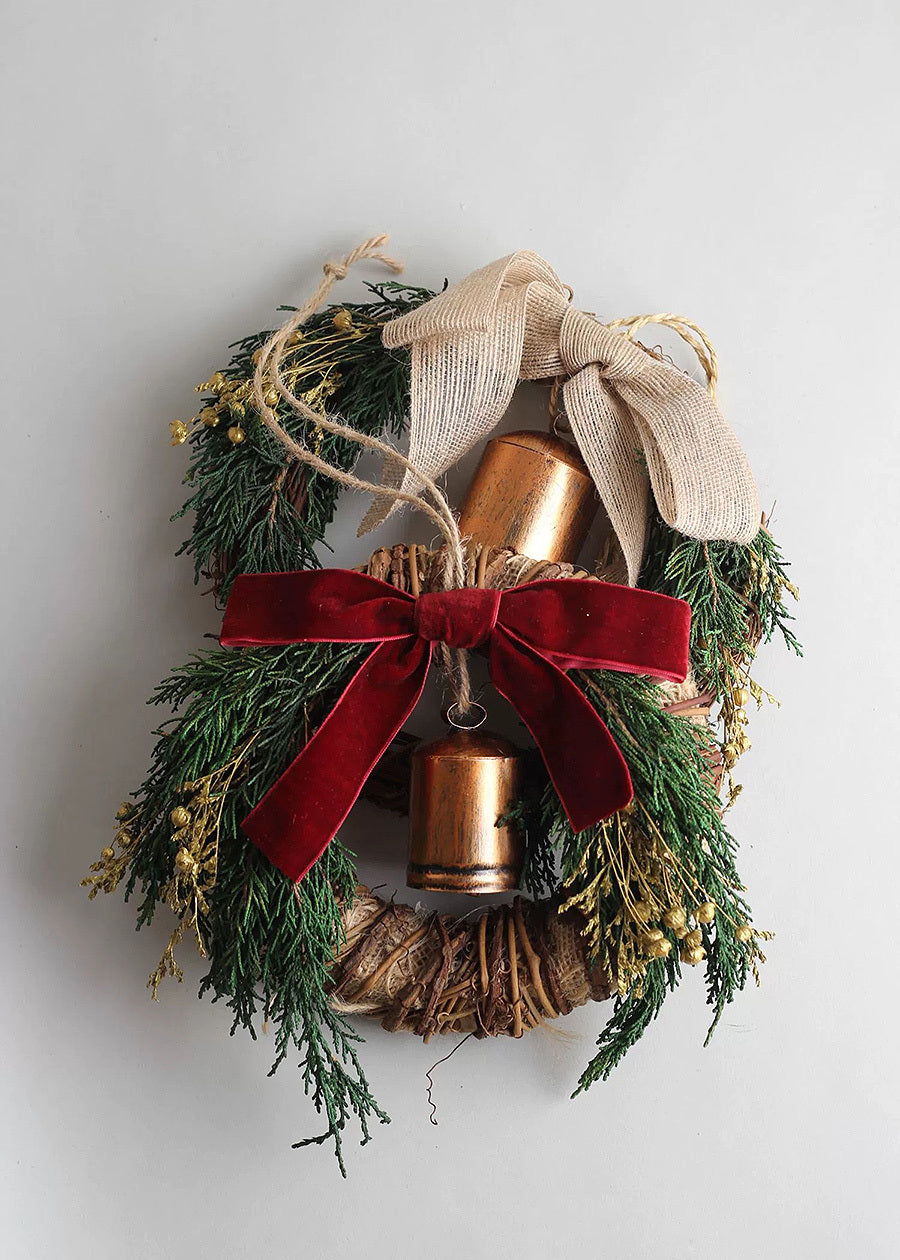 Vintage Bells & Cypress Wreath