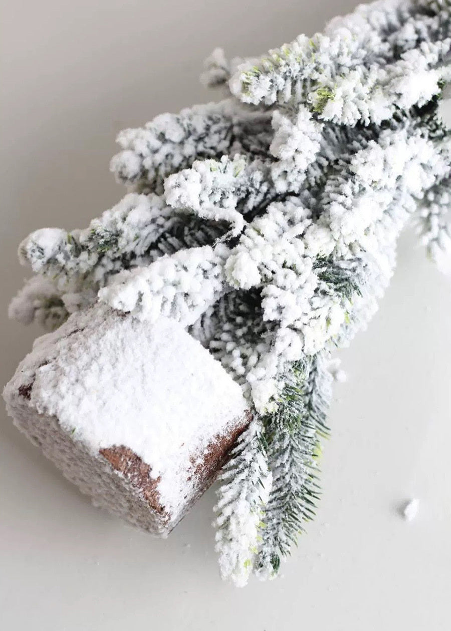 Snow-Flocked Mini Pine Christmas Tree Decor