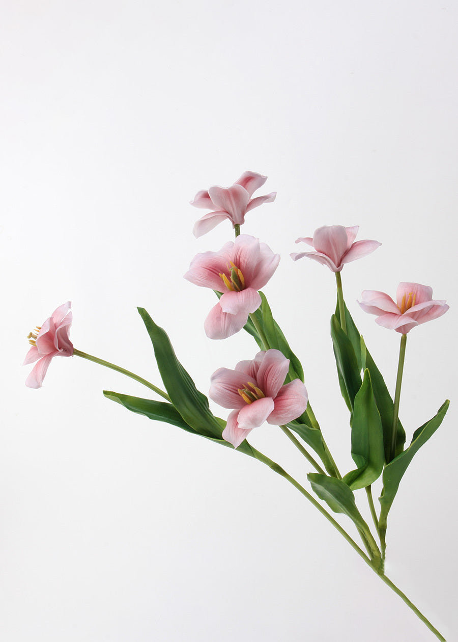 Open Tulip Artificial Bouquet, Pink - Set of 12