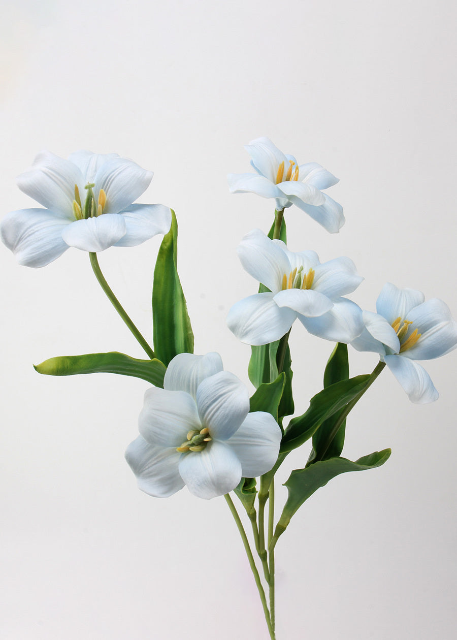 Open Tulip Artificial Bouquet, Blue - Set of 12