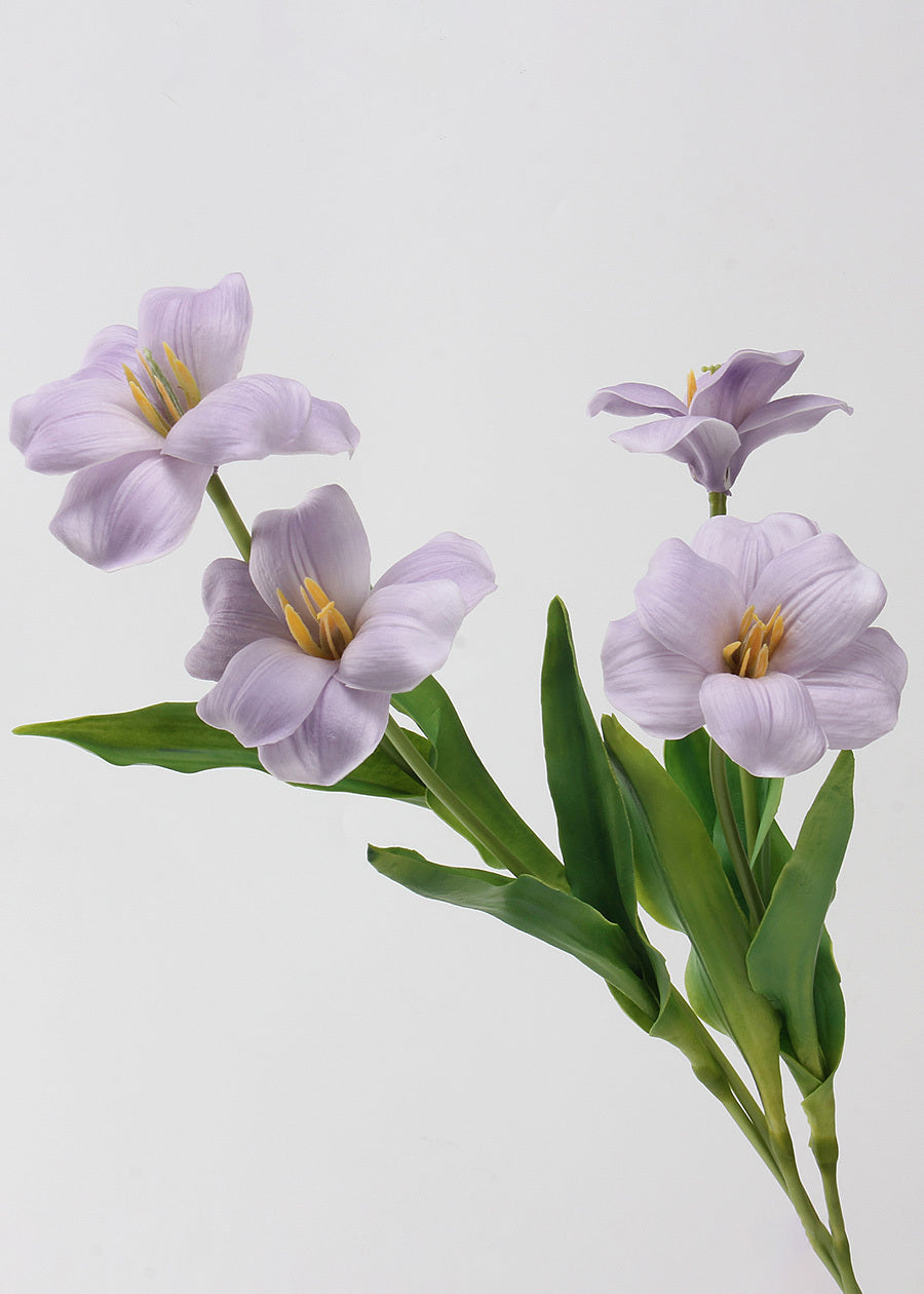 Open Tulip Artificial Bouquet, Purple - Set of 12