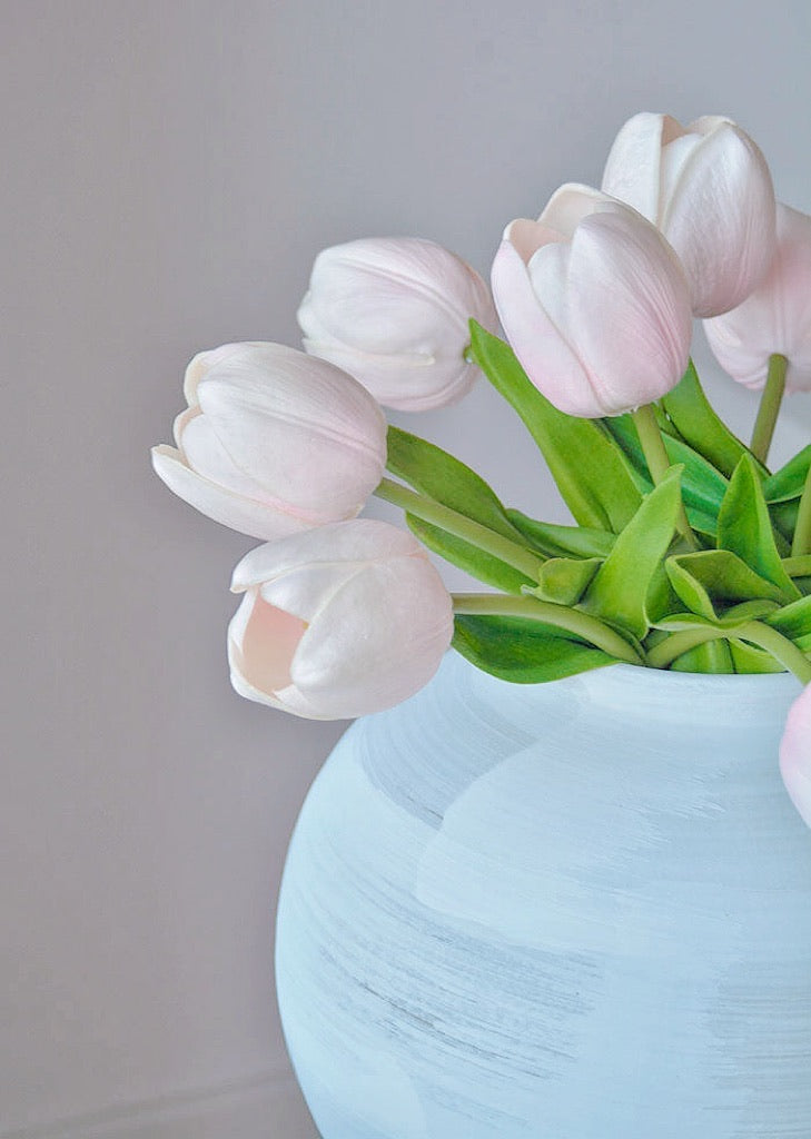 Real Touch White Tulip Bouquet, 12 Blooms - 14.5"