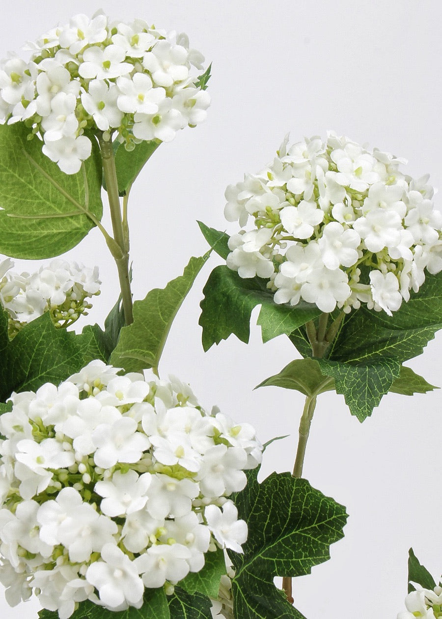 Artificial Snowball Flower Stem, White - 31"