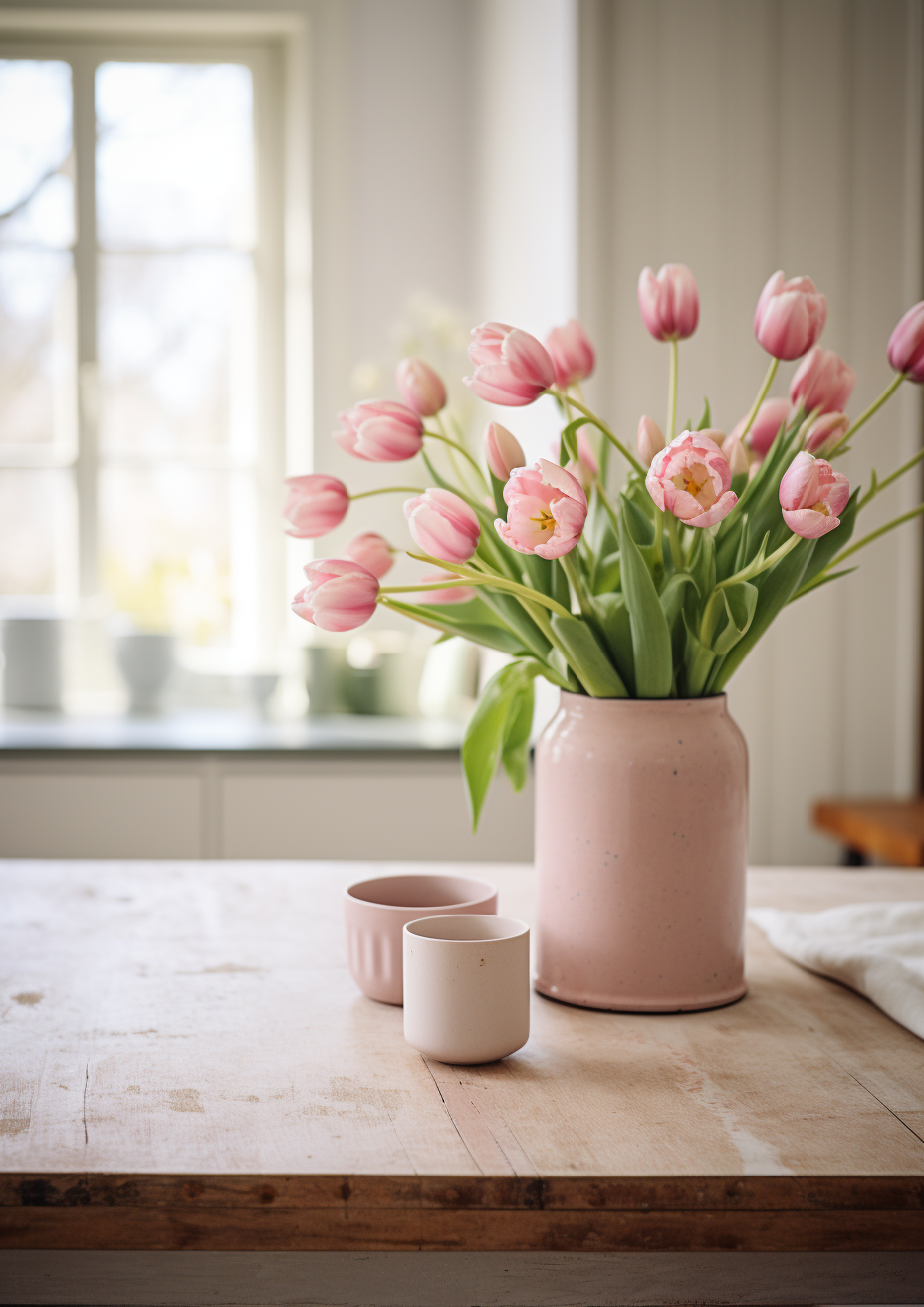 Pink Tulip Artificial Flower Bouquet, 12 Blooms - 14.5"