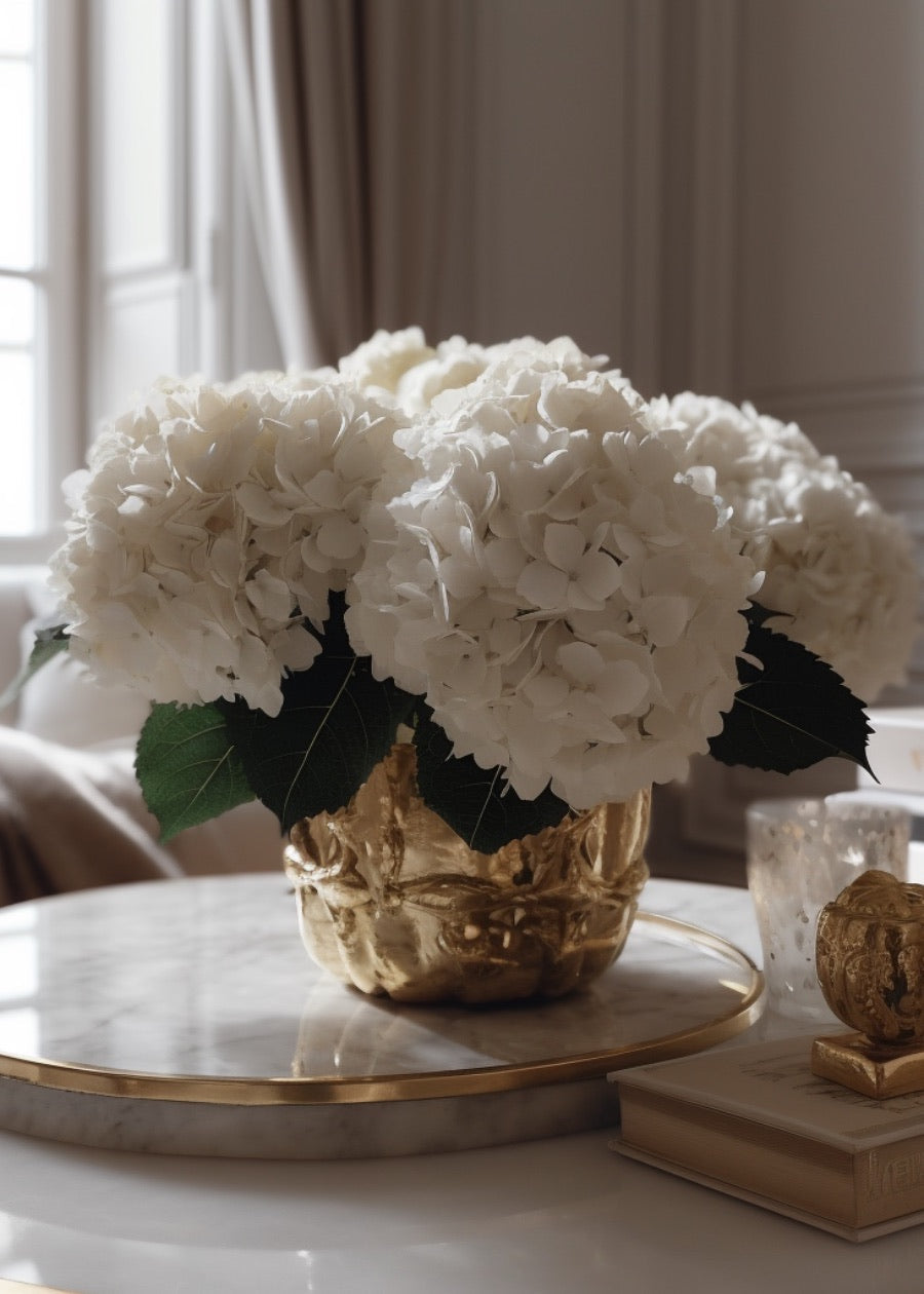 Real Touch White Hydrangea Artificial Flower - 18"