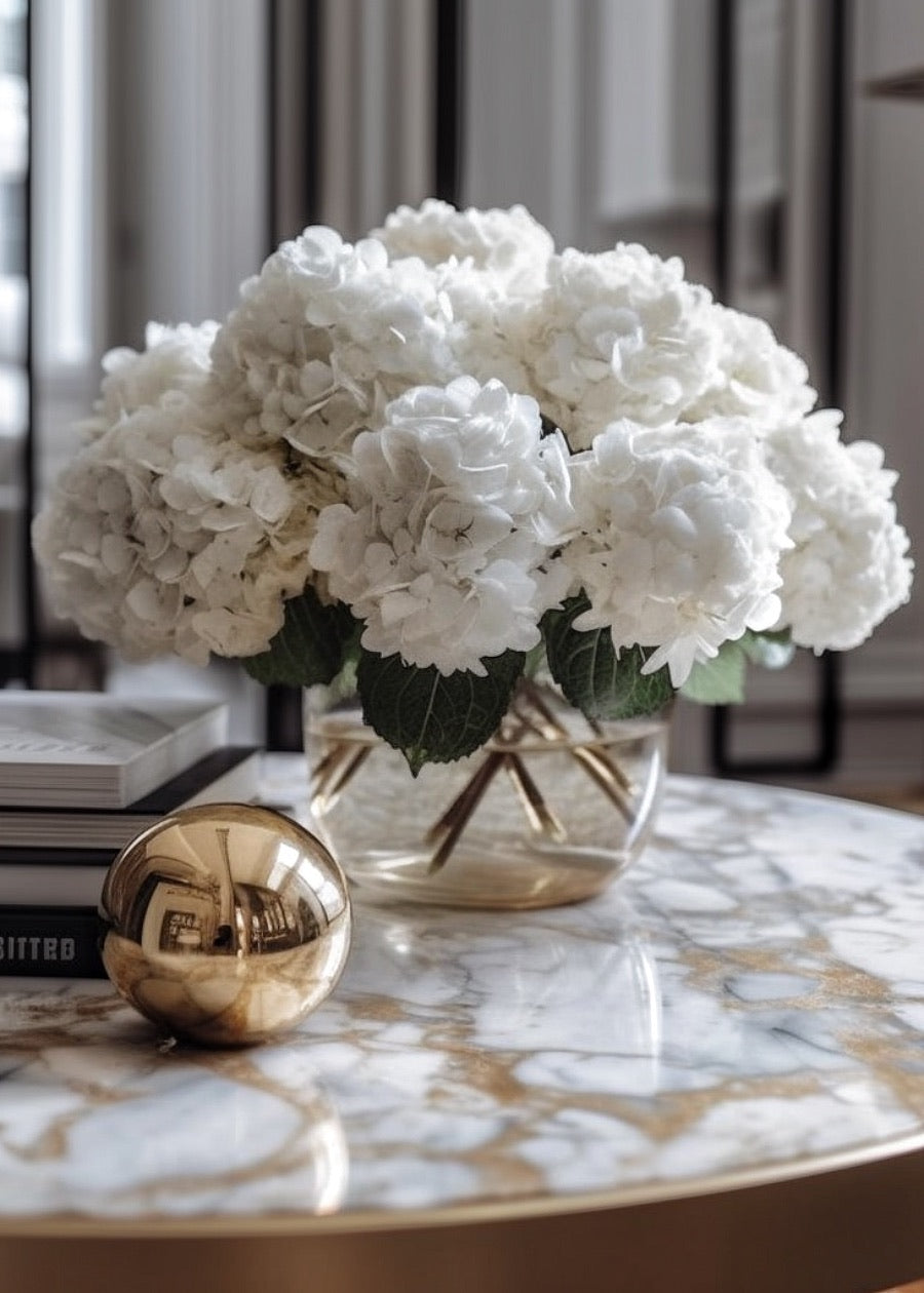 Real Touch White Hydrangea Artificial Flower - 18"