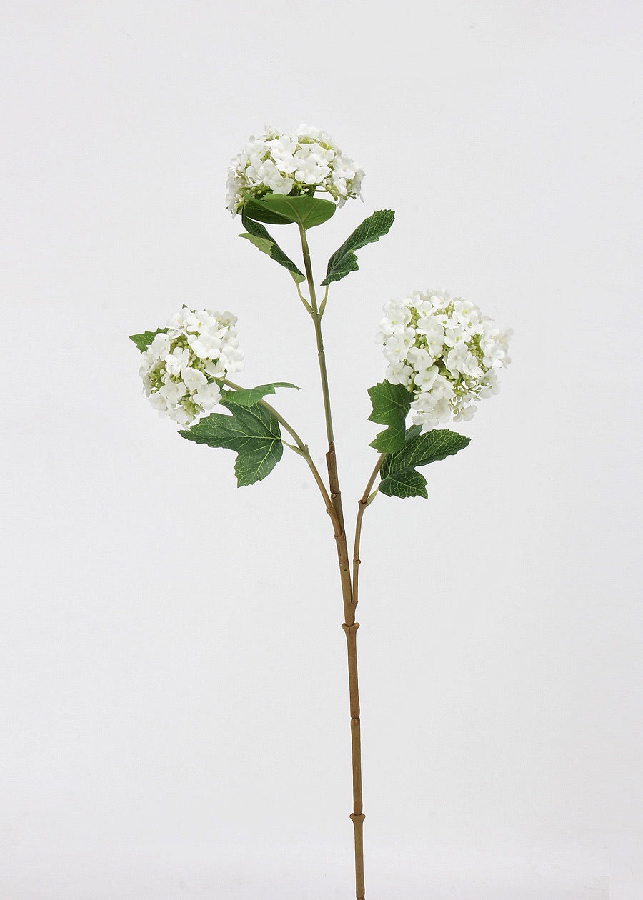 Artificial Snowball Flower Stem, White - 31"