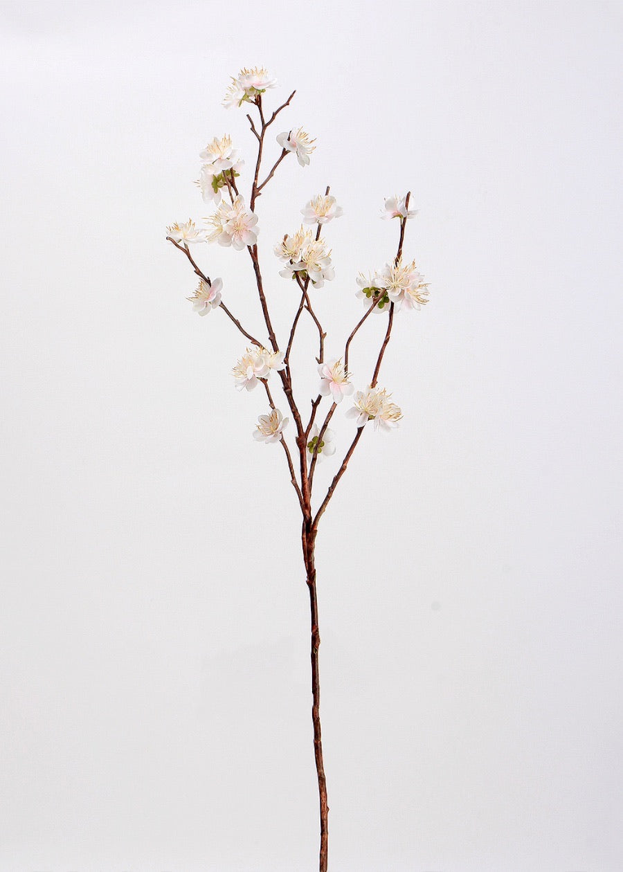 White Cherry Blossom Artificial Branch - 28"