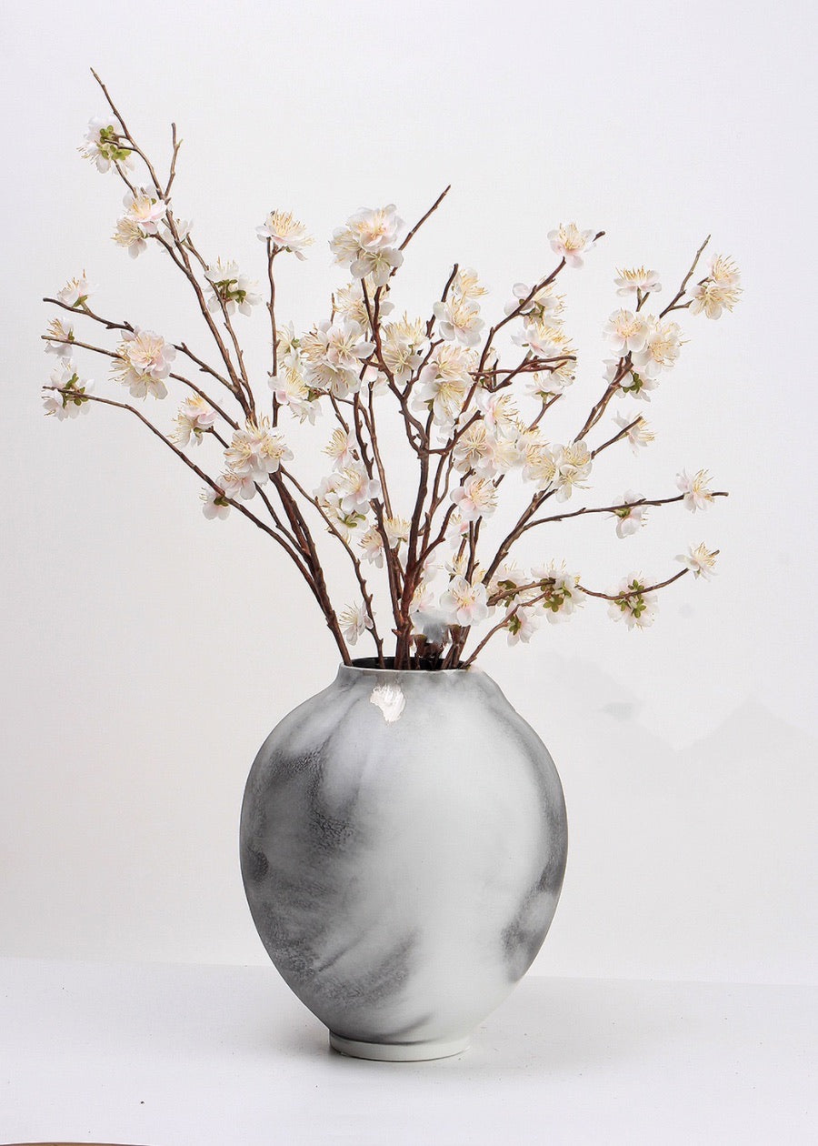 White Cherry Blossom Artificial Branch - 28"