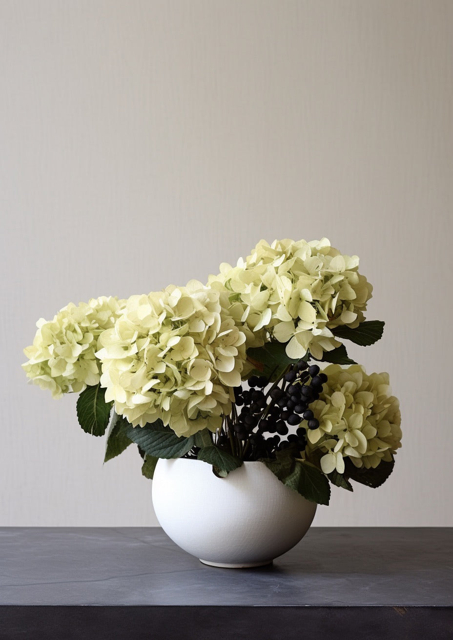 Real Touch Green Hydrangea Arrangement, 4 Blooms - 18"