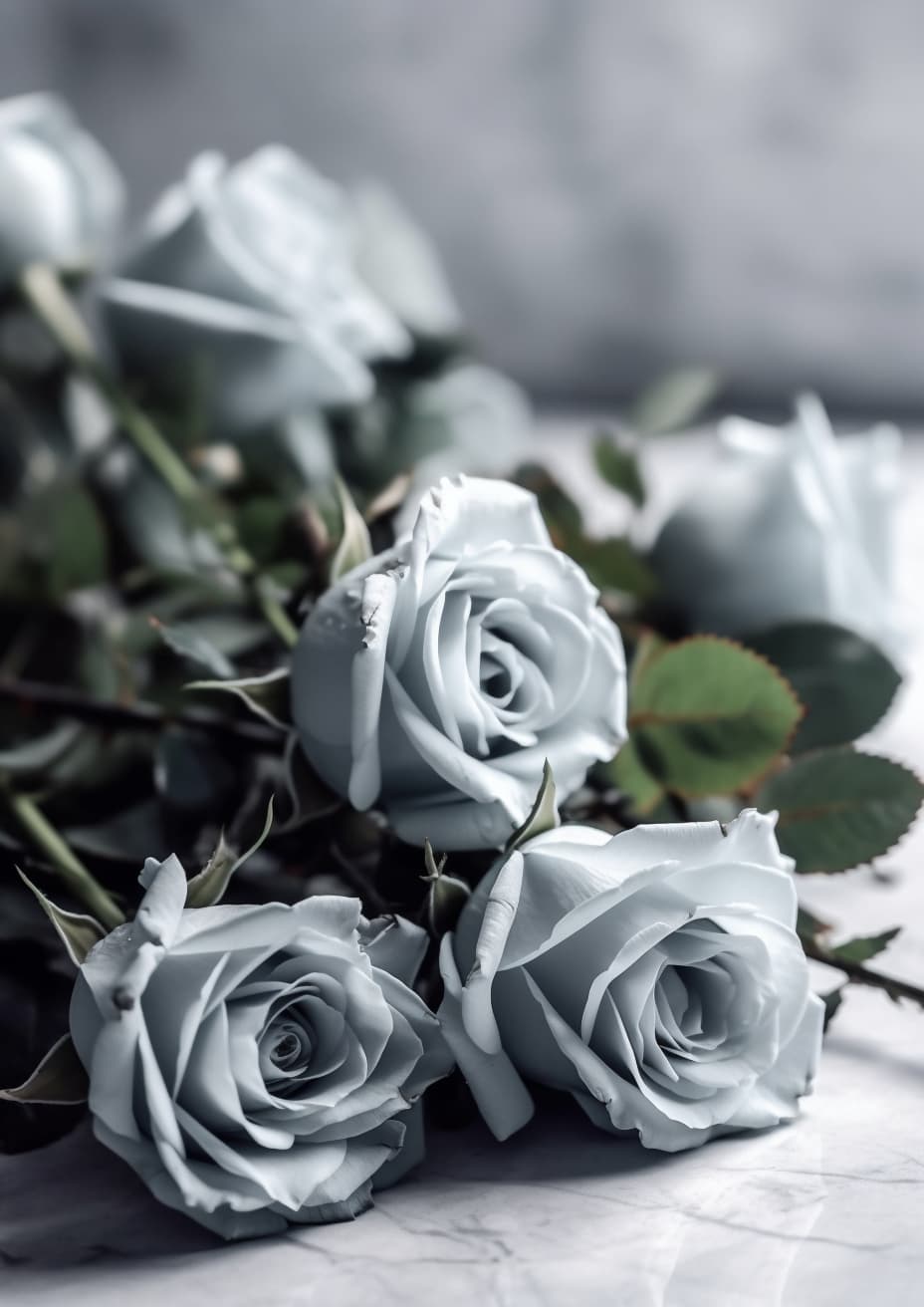 Real Touch Rose Artificial Flower, Grey - 24.4"