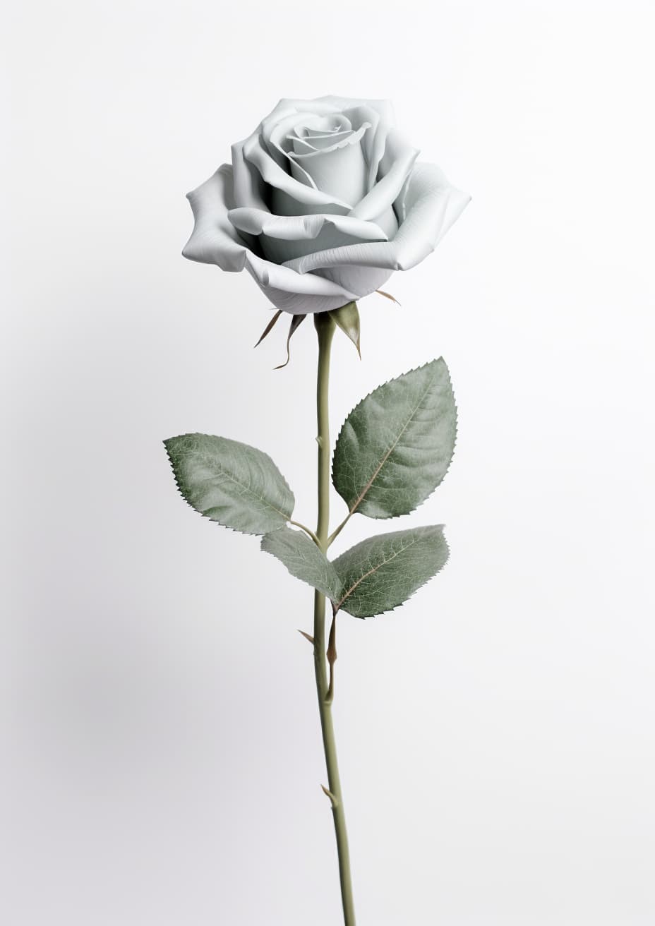 Real Touch Rose Artificial Flower, Grey - 24.4"