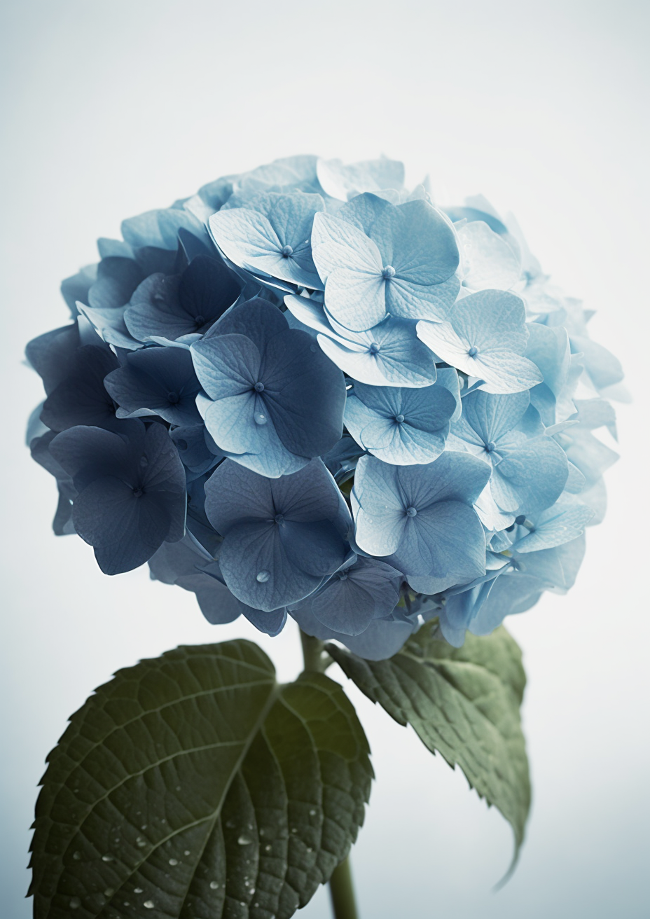 Blue Hydrangea Artificial Flower, Oversized Silk Bloom