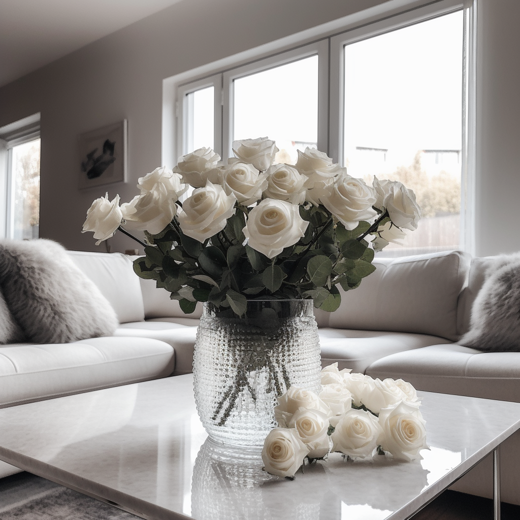 White Rose Artificial Bouquet, 6 Stems - 20"