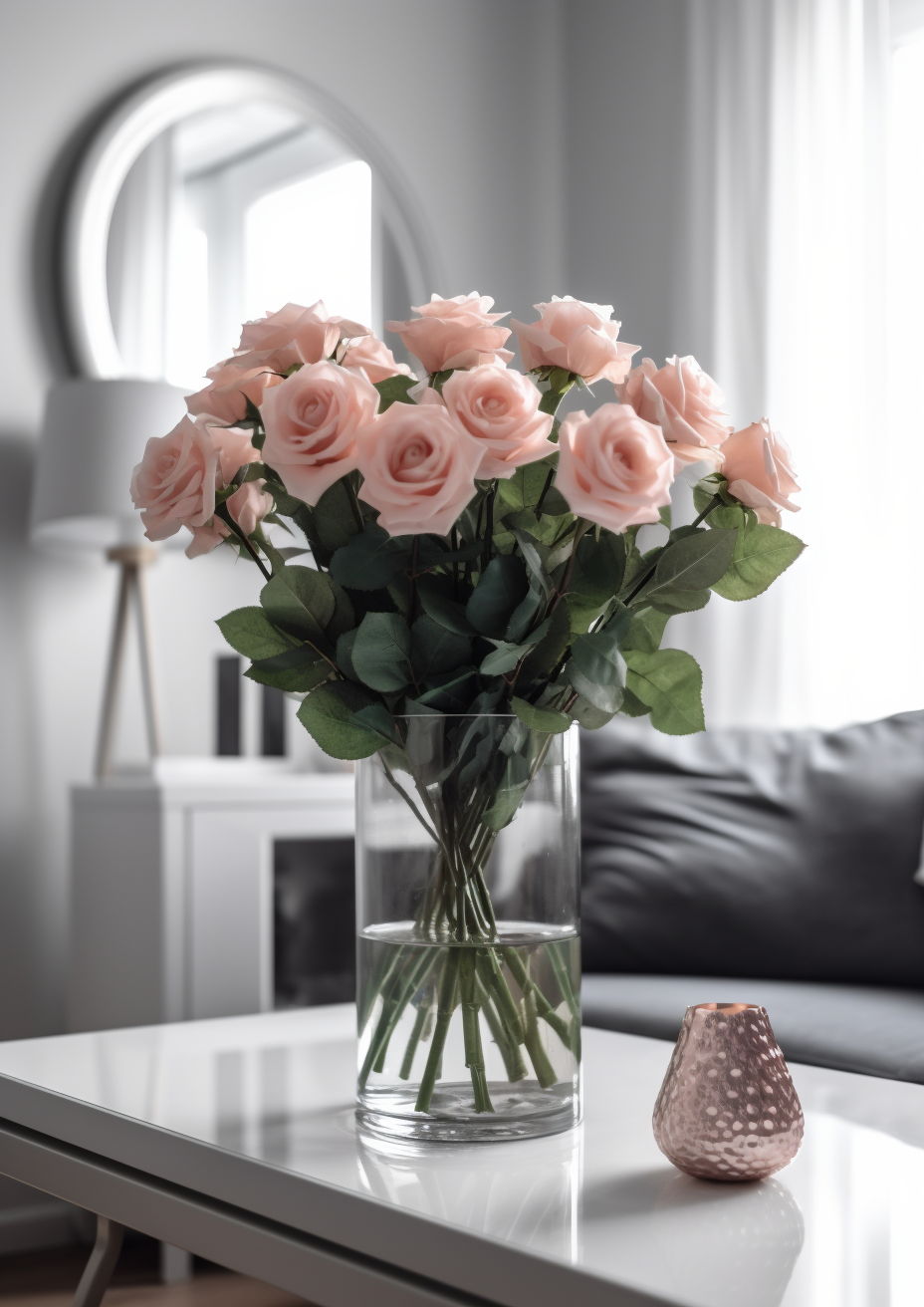 Real Touch Rose Artificial Flower, Pink - 24.4"