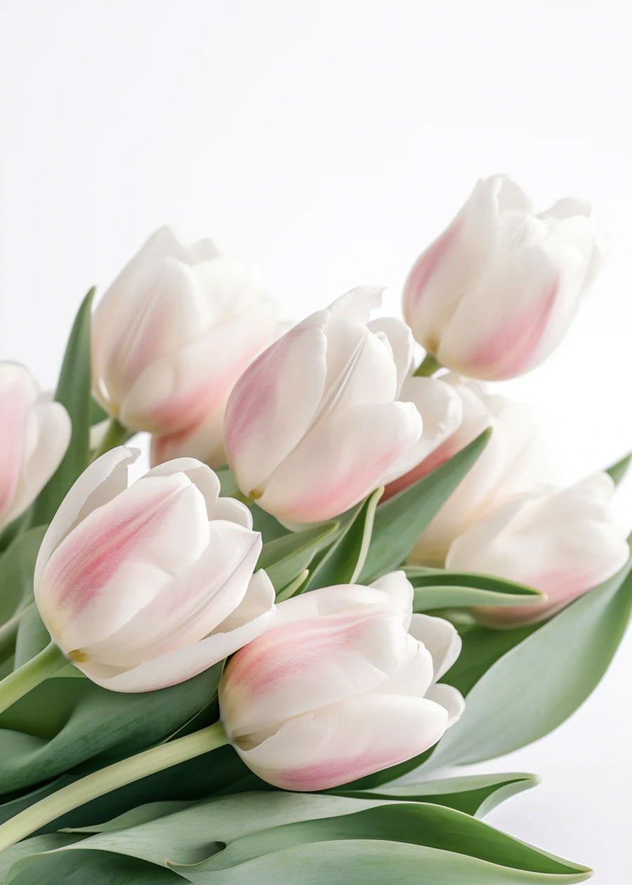Real Touch White Tulip Bouquet, 12 Blooms - 14.5"