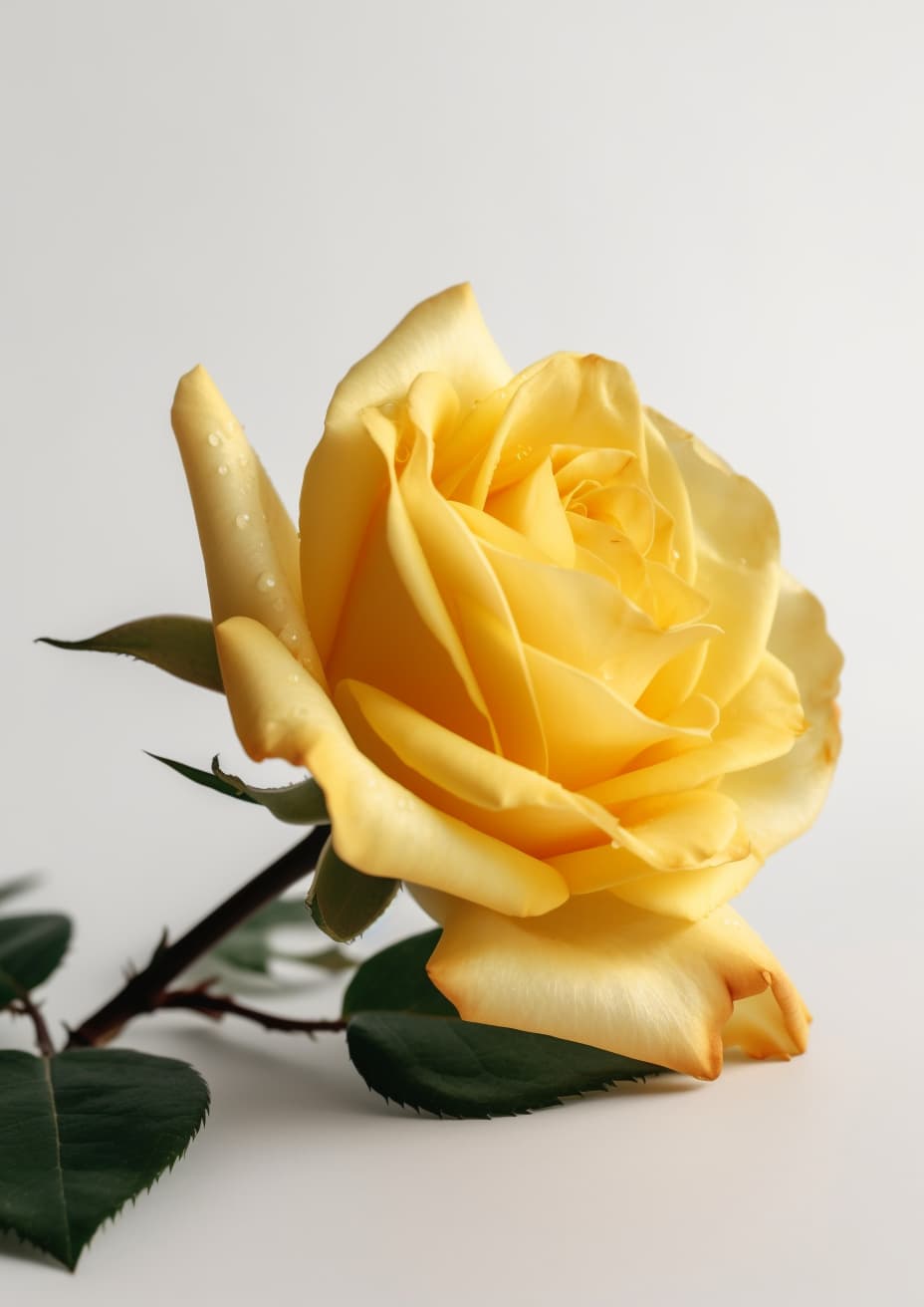 Real Touch Rose Artificial Flower, Yellow - 24.4"