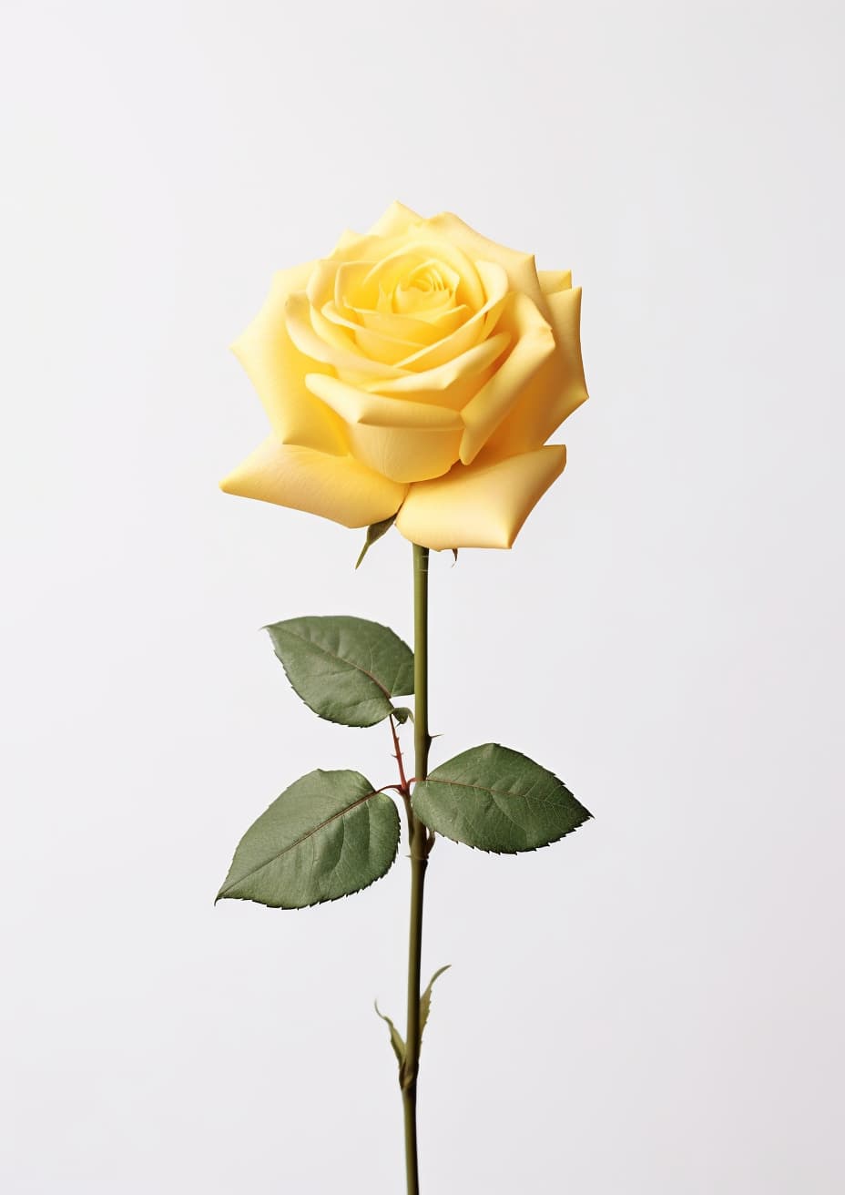 Real Touch Rose Artificial Flower, Yellow - 24.4"