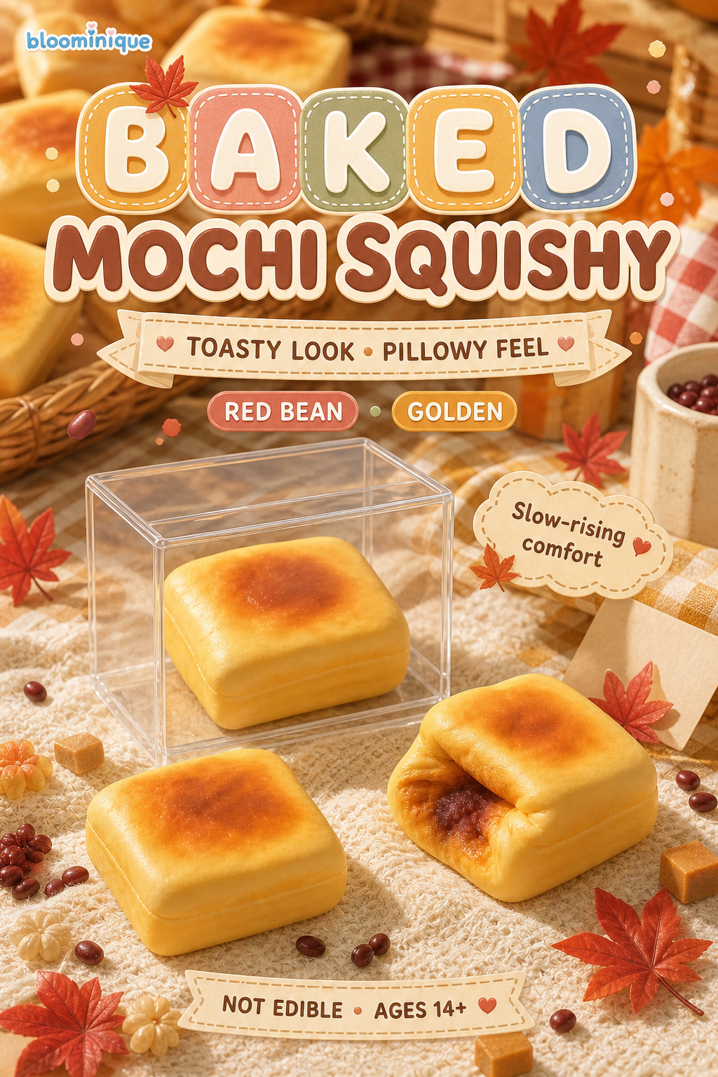 Baked Mochi Squishy – Red Bean or Golden | Bloominique