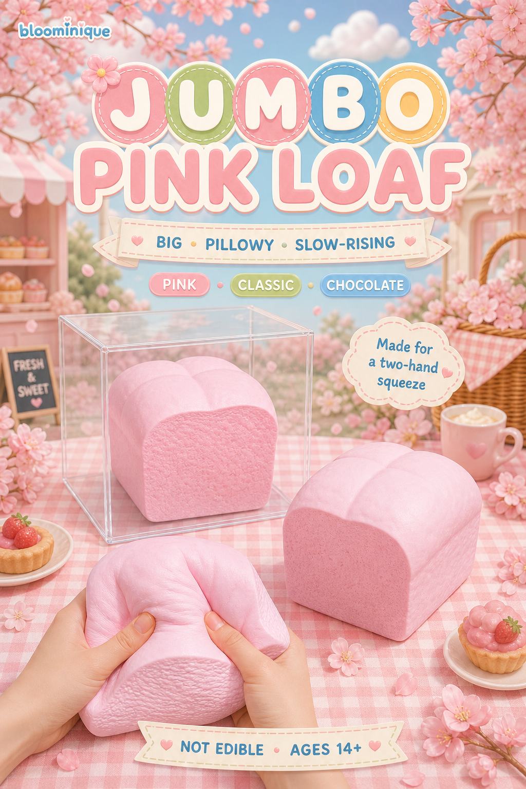 Jumbo Pink Hawaiian Bread Loaf Squishy | Bloominique