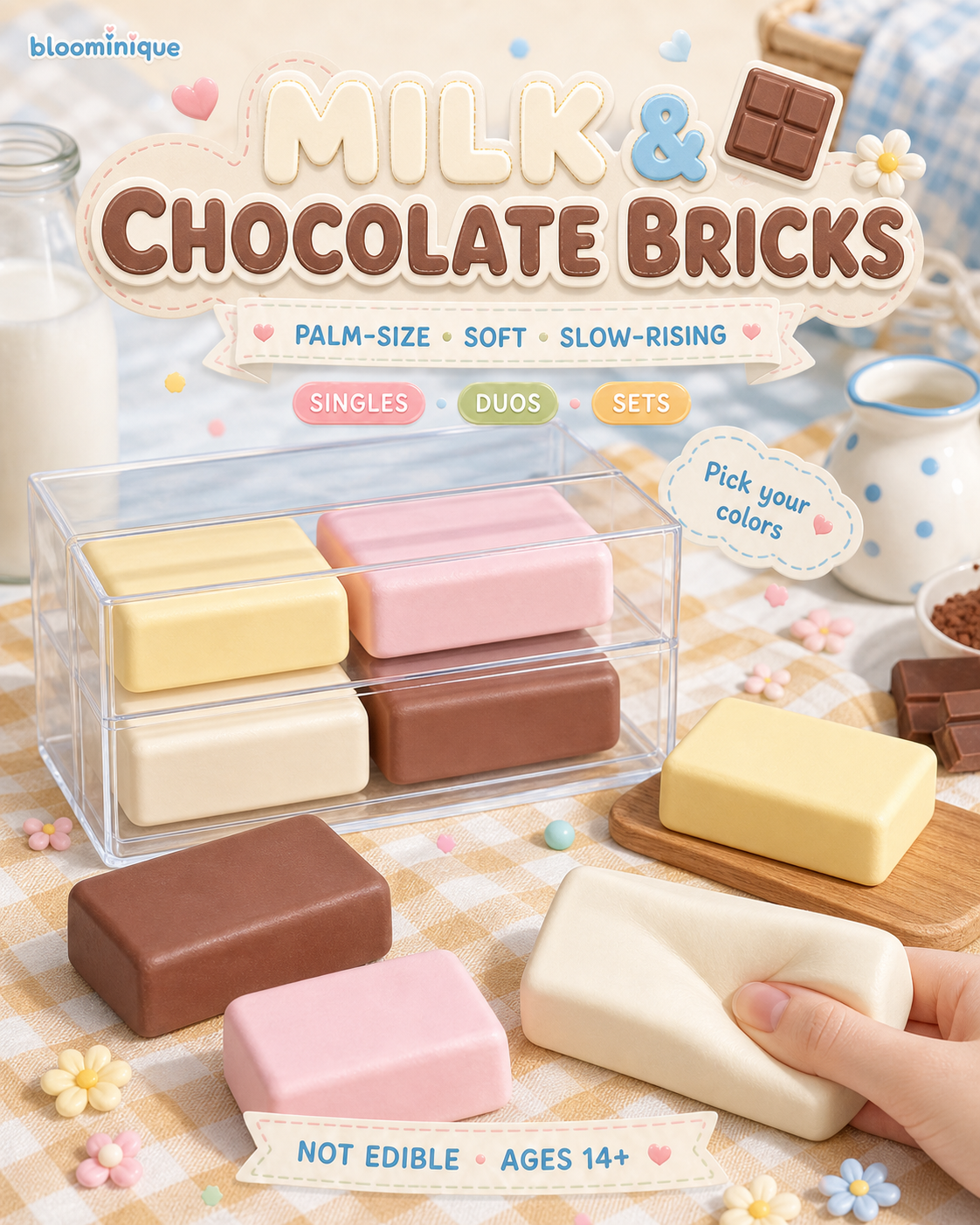 Milk & Chocolate Brick Squishies – Singles & Sets | Bloominique