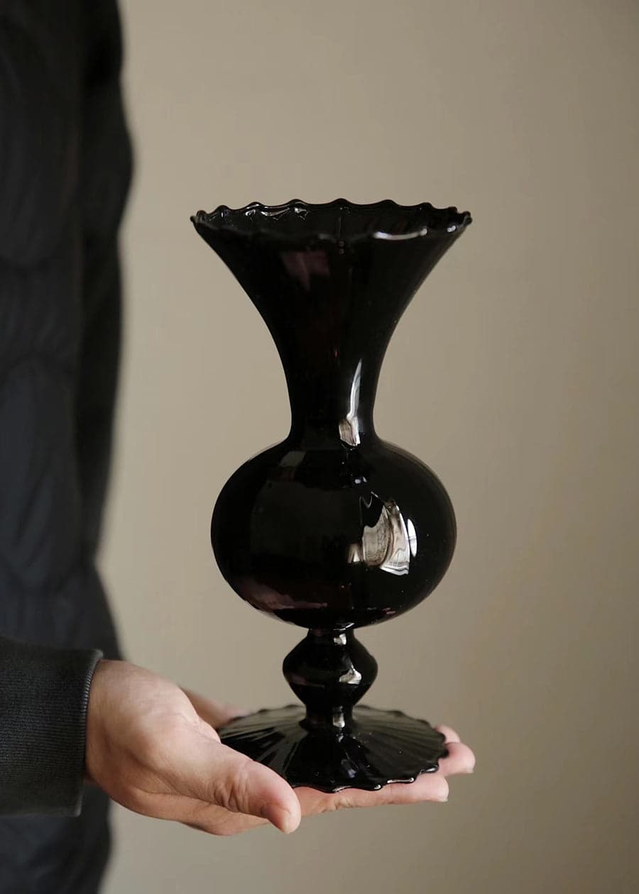Japanese Black Glass Vase