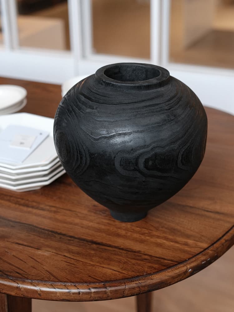 Wood Black Vase