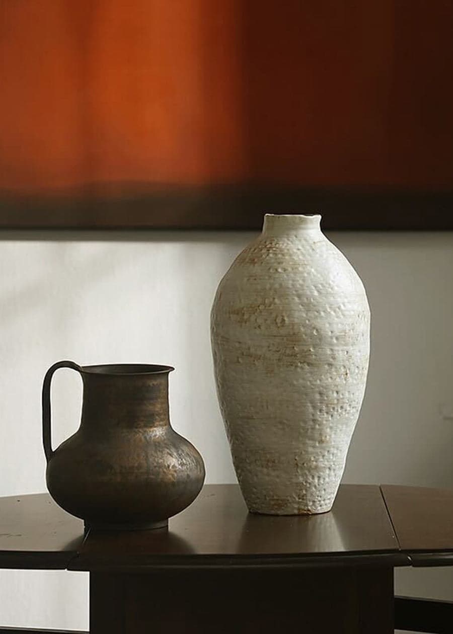 Cream Ceramic Tall Vase