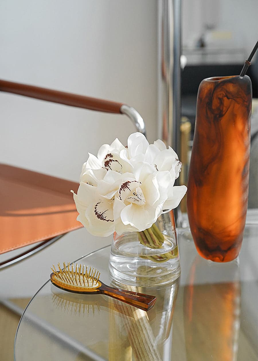 Faux White Orchid Flower Arrangement